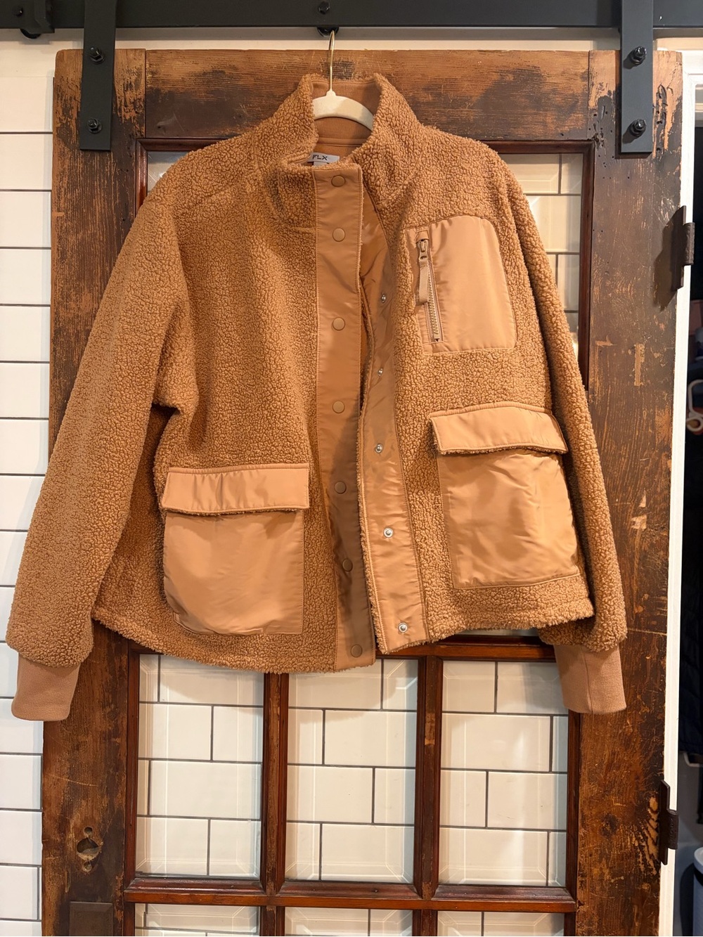 FLX Sherpa Jacket in a tan or camel colorway size XLG EUC
